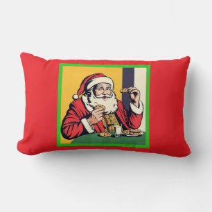 Santa Claus Enjoying A Snack Lumbar Cushion