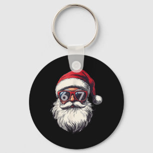 Santa Claus Face 67 Chirstmas Six Seven Bruh Meme  Key Ring