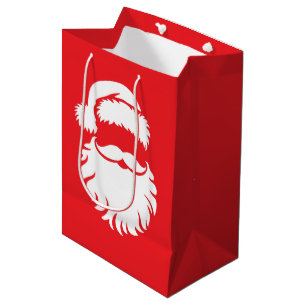 Santa Claus Face Hat Christmas Medium Gift Bag