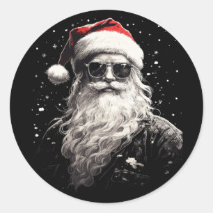 Santa Claus Face Retro Sungles Christmas Shirts Me Classic Round Sticker