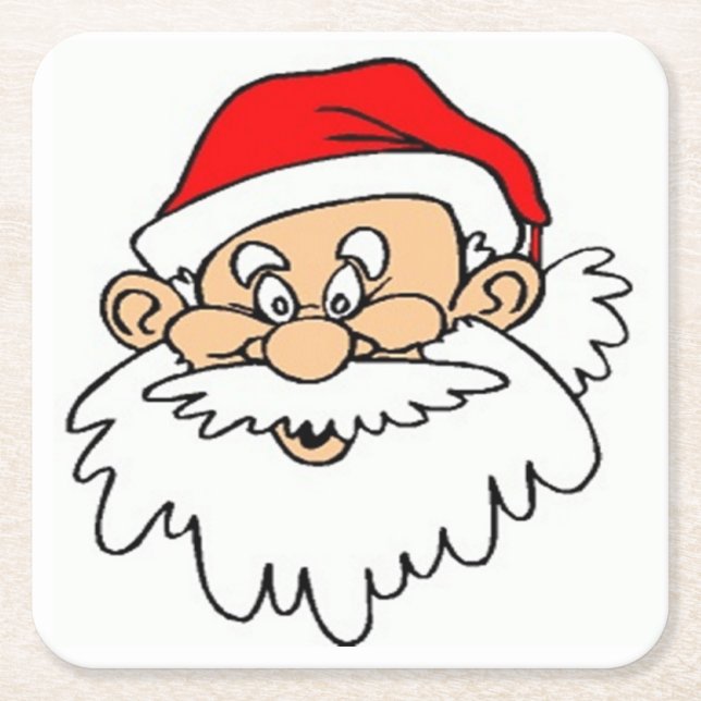 SANTA CLAUS FACE SQUARE PAPER COASTER (Front)