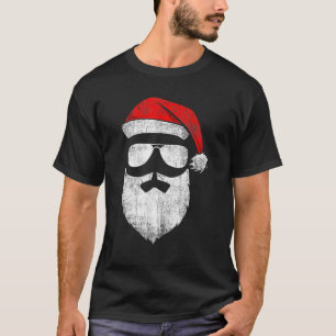 Santa Claus Face Sunglasses With Hat Beard Christ T-Shirt
