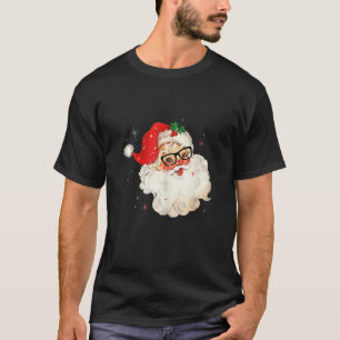 Santa Claus Face Sunglasses with Hat Beard Christm T-Shirt