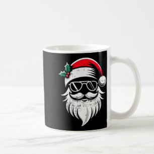 Santa Claus Face Sungles With Hat Beard Christmas  Coffee Mug