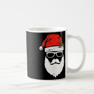 Santa Claus Face Sungles With Hat Beard Christmas  Coffee Mug