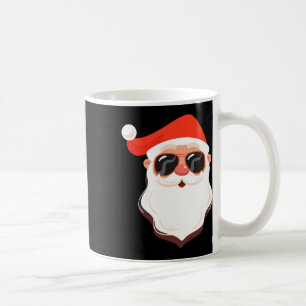 Santa Claus Face Sungles With Hat Beard Fun Christ Coffee Mug