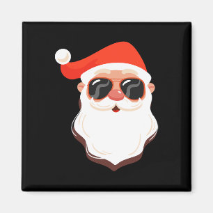 Santa Claus Face Sungles With Hat Beard Fun Christ Magnet