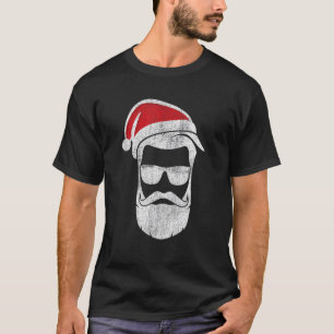 Santa Claus Face with Hat Beard & Glasses Christma T-Shirt