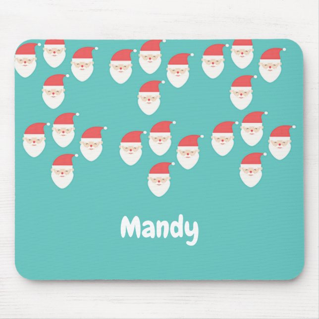 Santa Claus faces on blue Mouse Pad (Front)