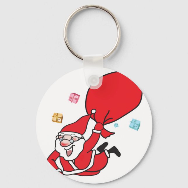 Santa Claus falling from the sky Key Ring (Front)