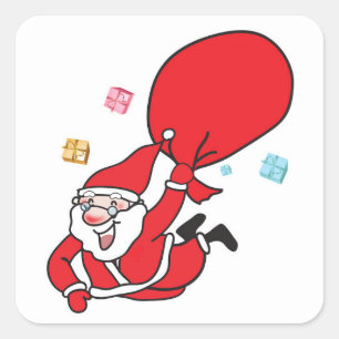 Santa Claus falling from the sky Square Sticker