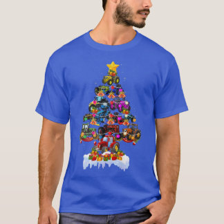 Santa Claus Farm Tractor Christmas Tree Lights Xma T-Shirt