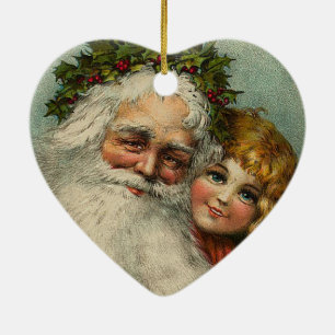 Santa Claus Father Christmas Heart Ornament