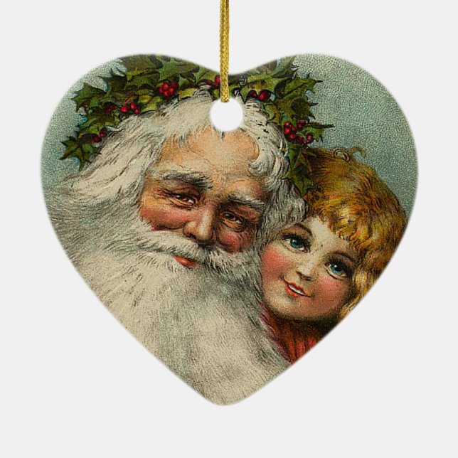 Santa Claus Father Christmas Heart Ornament (Back)