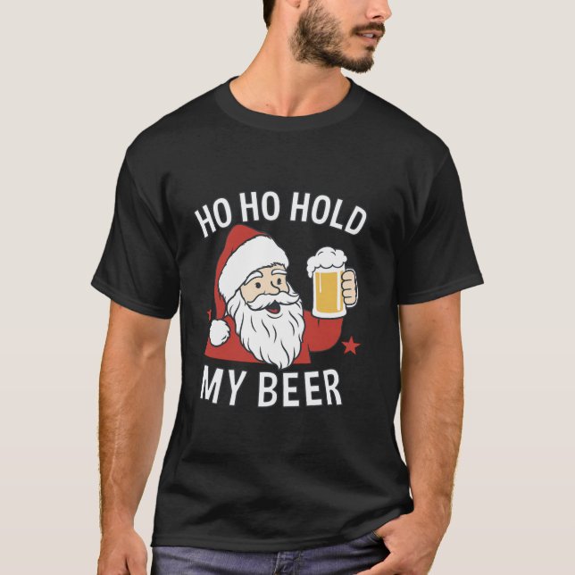 Santa Claus Festive Beer Cheers  T-Shirt (Front)
