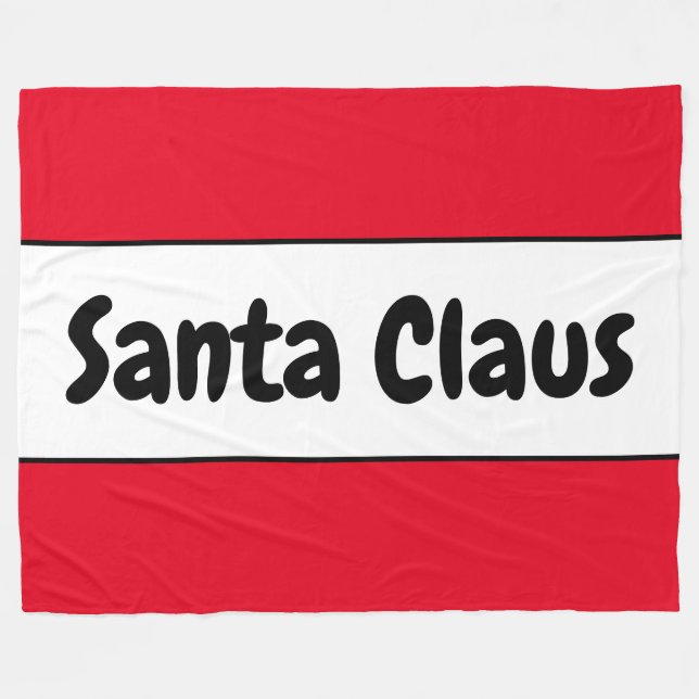 SANTA CLAUS Festive Retro Bright Red White Stripes Fleece Blanket (Front (Horizontal))