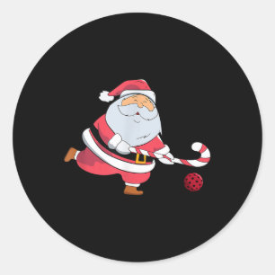 Santa Claus Field Hockey Enthusiast Christmas Spor Classic Round Sticker
