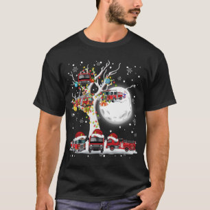 Santa Claus Fire Engines On Tree Christmas Pajama  T-Shirt