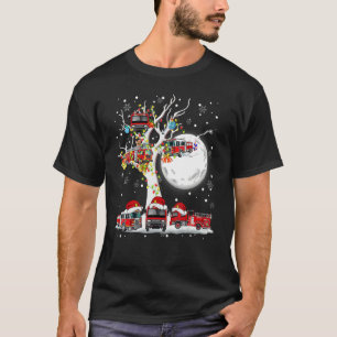 Santa Claus Fire Engines On Tree Christmas Pajama  T-Shirt