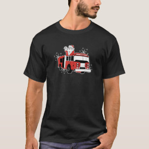 Santa Claus Fire Truck Firefighter Christmas  T-Shirt
