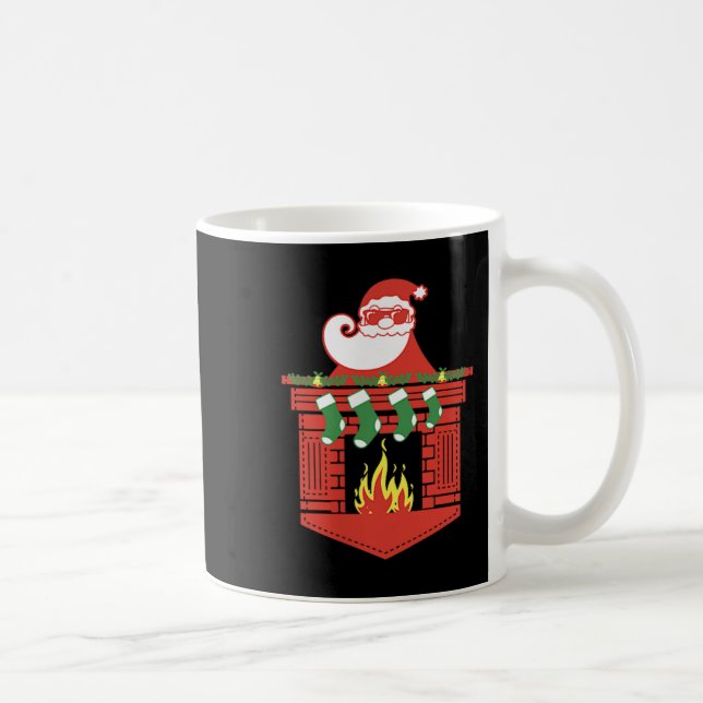 Santa Claus Fireplace Cket Funny Christmas  Coffee Mug (Right)