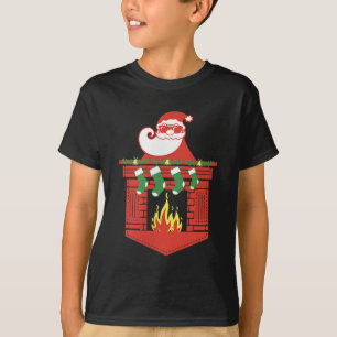 Santa Claus Fireplace Cket Funny Christmas  T-Shirt