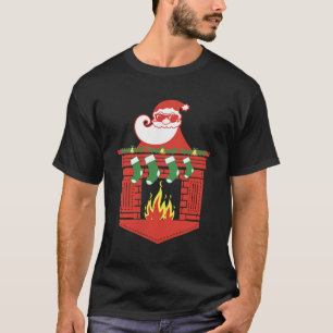 Santa Claus Fireplace Cket Funny Christmas  T-Shirt