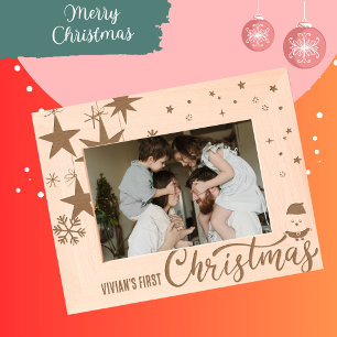 Santa Claus First Christmas Wooden Etched Frames