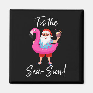 Santa Claus Flamingo Float Tis The Sea-sun Christm Magnet