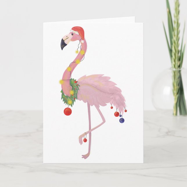 santa claus flamingo holiday card (Front)