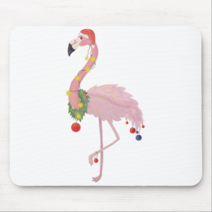 santa claus flamingo mouse pad