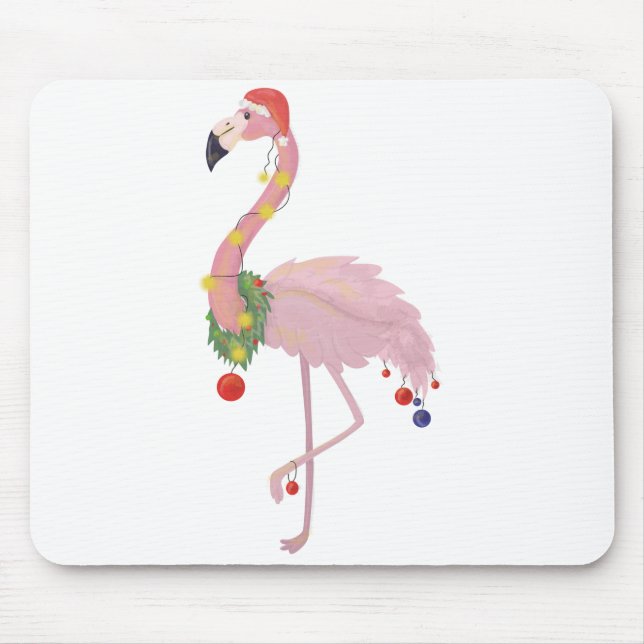 santa claus flamingo mouse pad (Front)