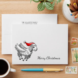 Santa Claus Flying Christmas Sheep Envelope