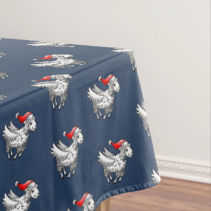 Santa Claus Flying Christmas Sheep Tablecloth