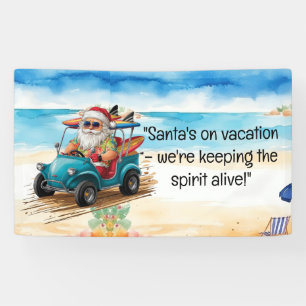 Santa Claus for Christmas in July at beach  Banner