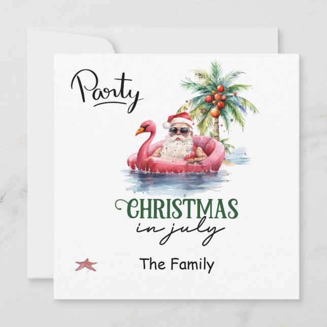 Santa Claus for Christmas in July  Invitation (Front)