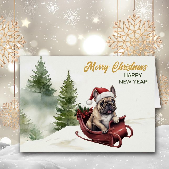 Santa Claus French Bulldog on Sled Christmas (Creator Uploaded)