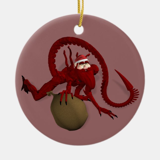 Santa Claus From Outer Space Ceramic Ornament (Front)