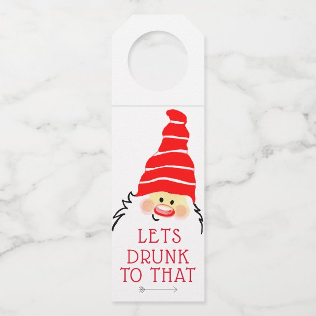 Santa Claus Funny Hostess Gift Wine Bottle Tag (Front)