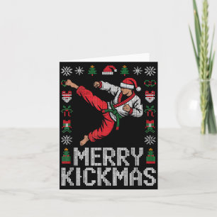 Santa Claus Funny Merry Kickmas Ugly Christmas Jiu Card