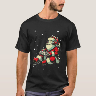 Santa Claus Gamer Controller Christmas Retro Video T-Shirt