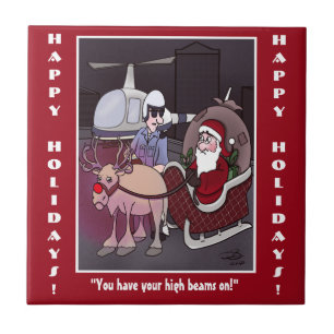 Santa Claus Gets A Ticket Ceramic Tile