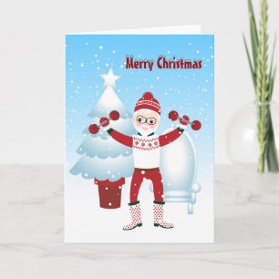 Santa Claus gets fit for Christmas Holiday Card