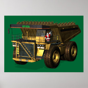 Santa Claus Giant  Dump Truck Driver Poster
