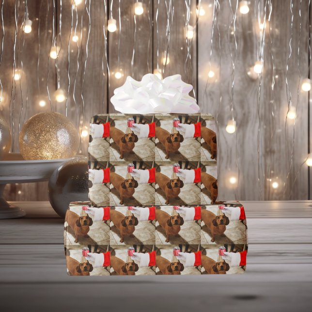 Santa Claus Gift in Hand Personal Photo Wrapping Paper (Creator Uploaded)