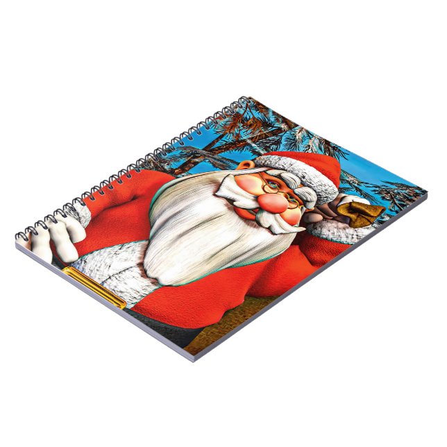 Santa Claus Gift Sack Snowy Forest Art Notebook (Left Side)