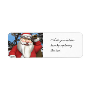 Santa Claus Gift Sack Snowy Forest Art Return Address Label