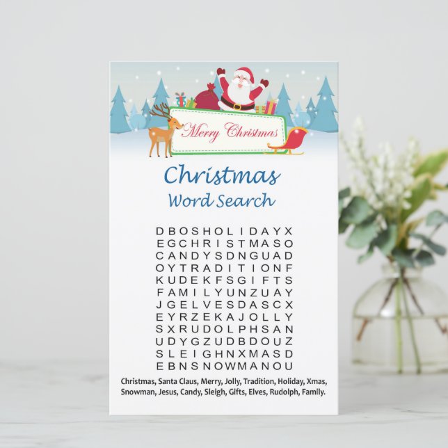 Santa claus gifts christmas word search game (Standing Front)