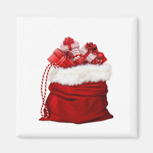 Santa Claus Gifts Red Bag Christmas Present Magnet