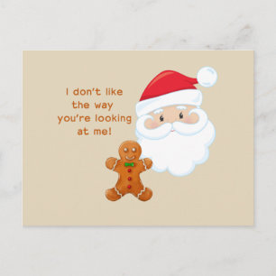 Santa Claus & Gingerbread Boy Holiday Postcard